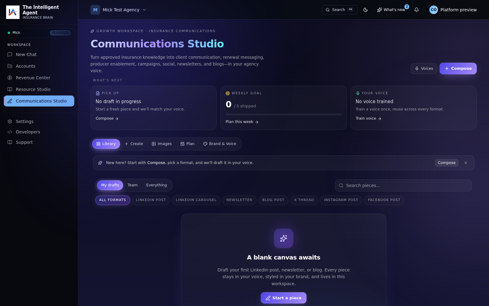Actual Communications Studio workspace